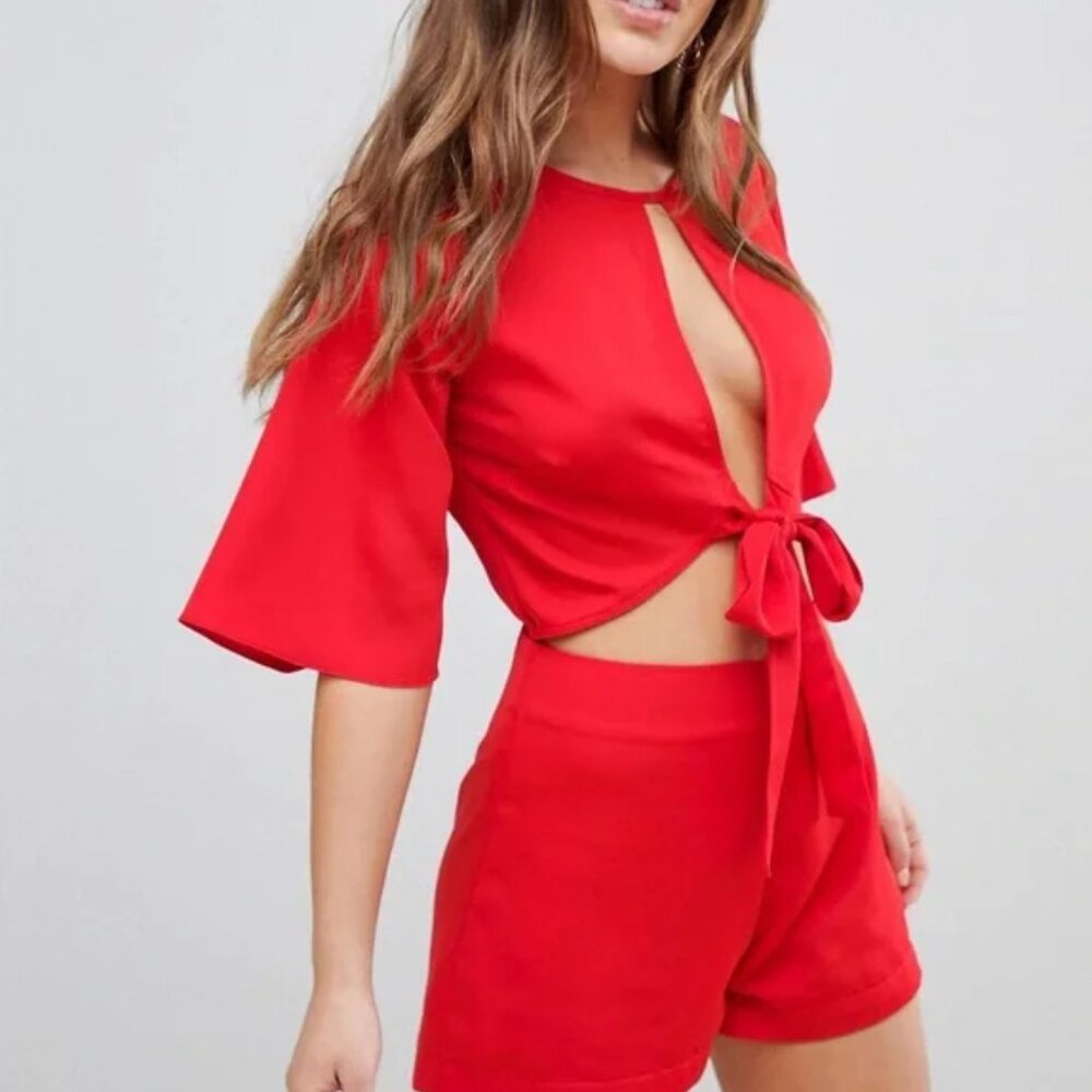 Fashion Union Petite Romper‎ Dress Red